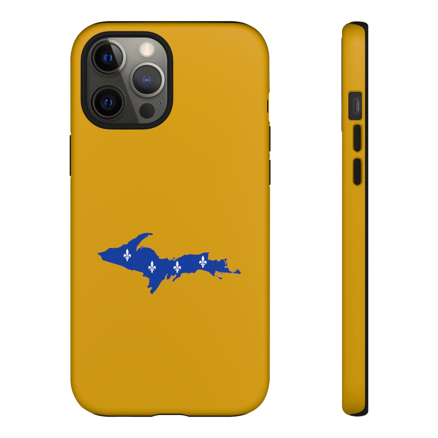 Michigan Upper Peninsula Tough Phone Case (Gold w/ UP Quebec Flag Outline) | Apple iPhone