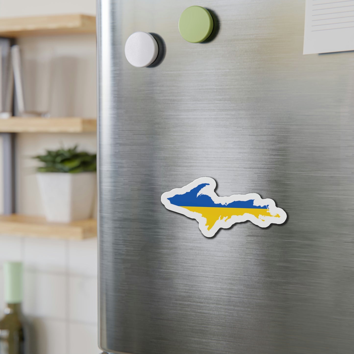 Michigan Upper Peninsula Kiss Cut Magnet (w/ UP Ukraine Flag Outline)