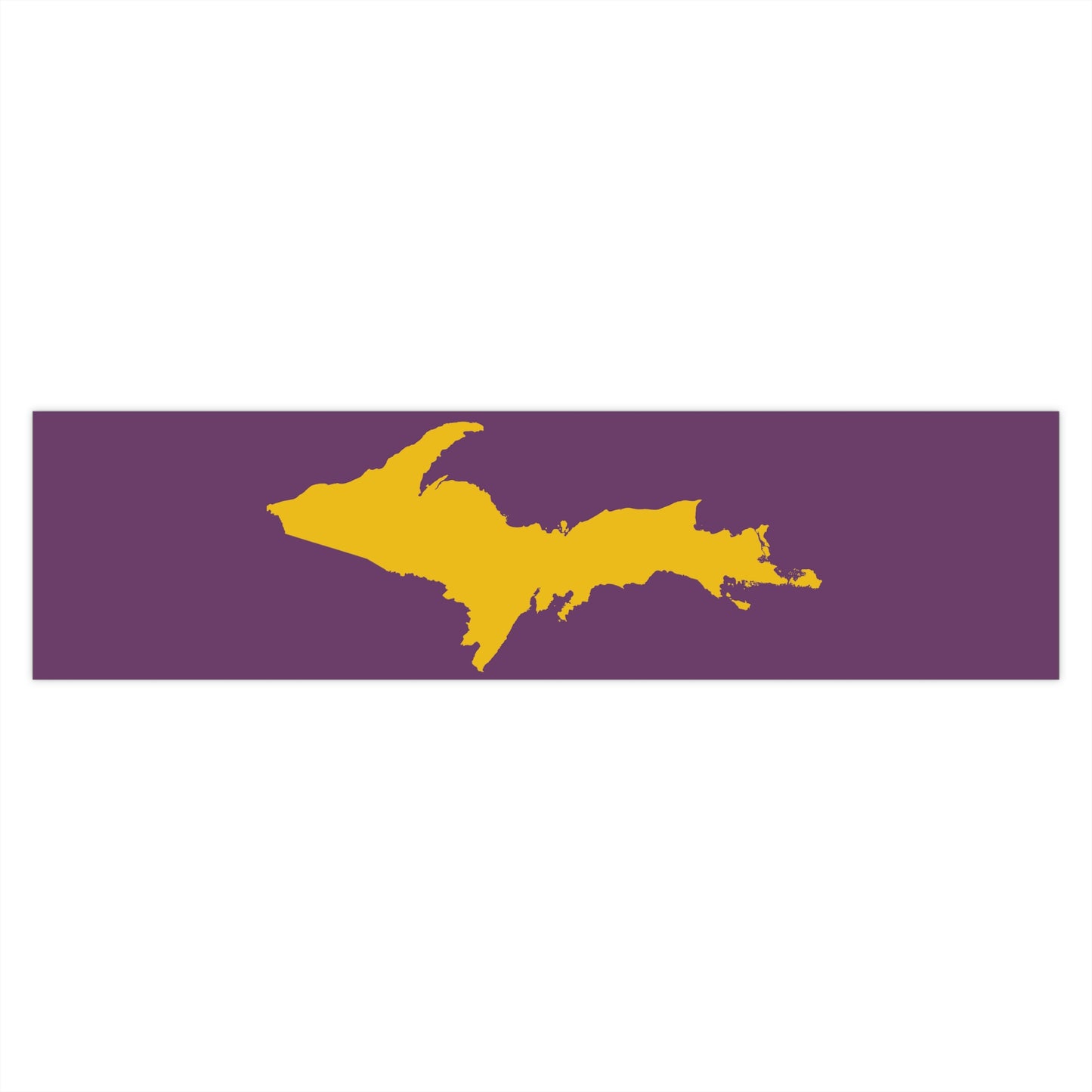 Michigan Upper Peninsula Bumper Sticker (w/ Gold UP Outline) | Plum Background