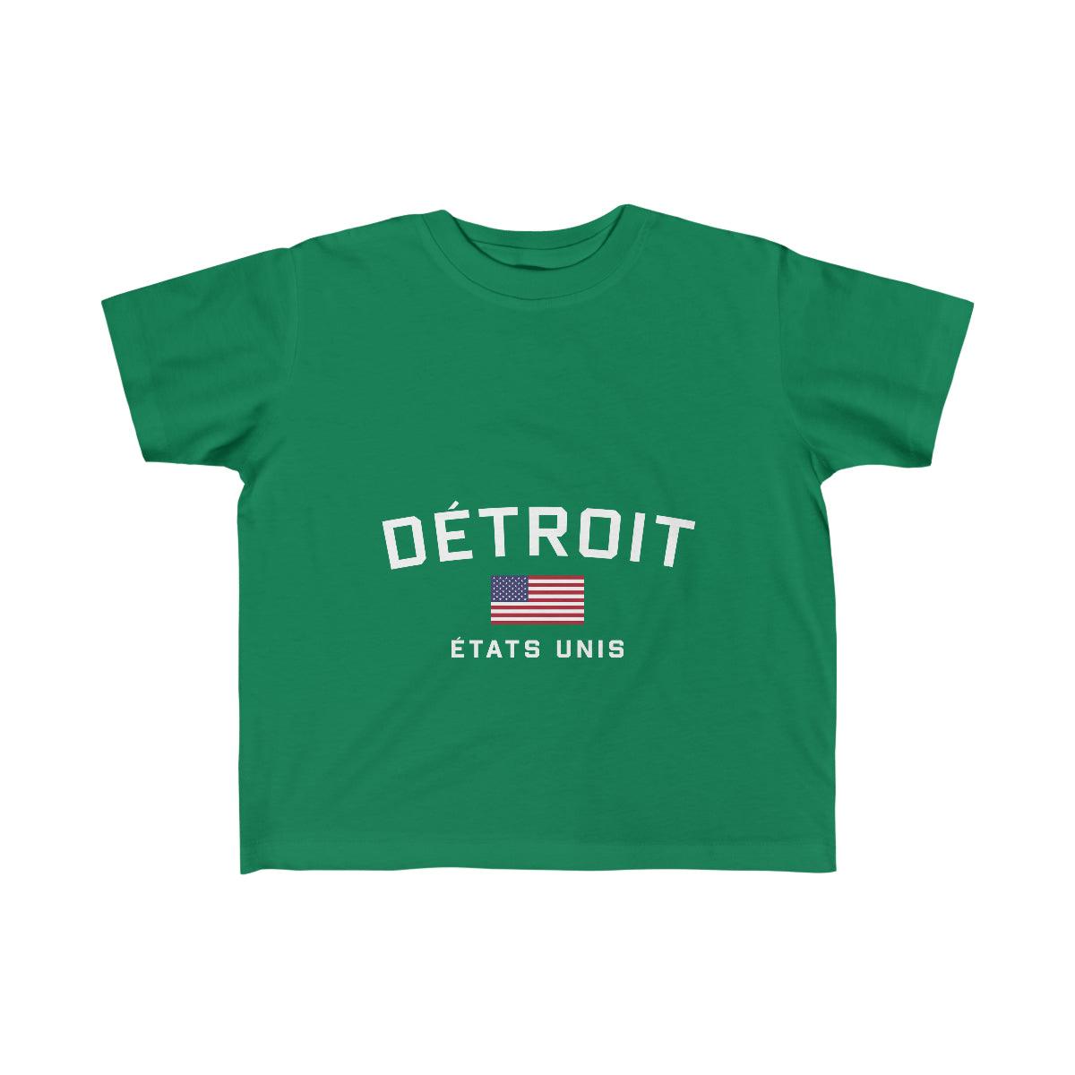 'Détroit États Unis' T-Shirt (w/USA Flag Outline) | Toddler Short Sleeve - Circumspice Michigan