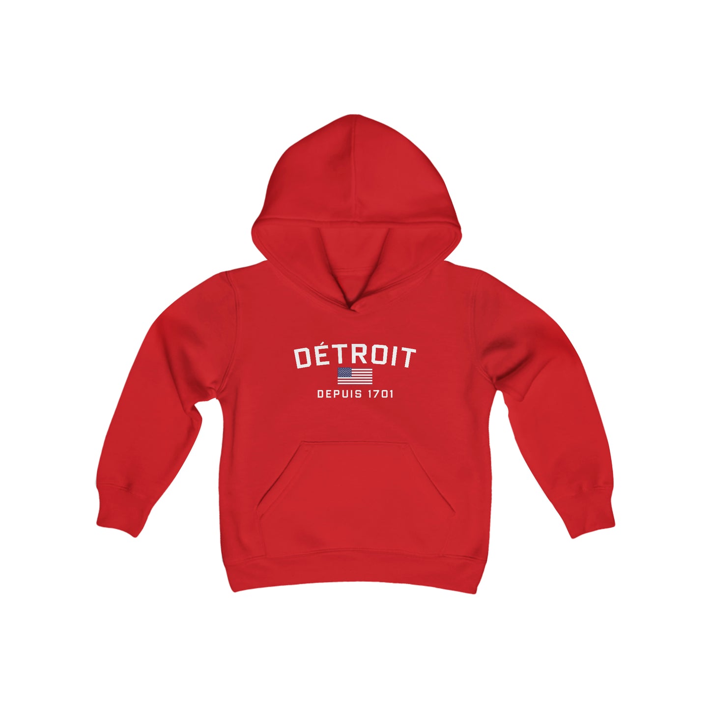 'Détroit Depuis 1701' Hoodie (w/USA Flag Outline) | Unisex Youth