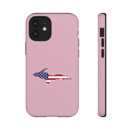 Michigan Upper Peninsula Tough Phone Case (Pink w/ UP USA Flag Outline) | Apple iPhone