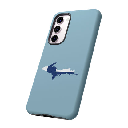 Michigan Upper Peninsula Tough Phone Case (Opal Blue w/ UP Finland Flag Outline) | Samsung & Pixel Android