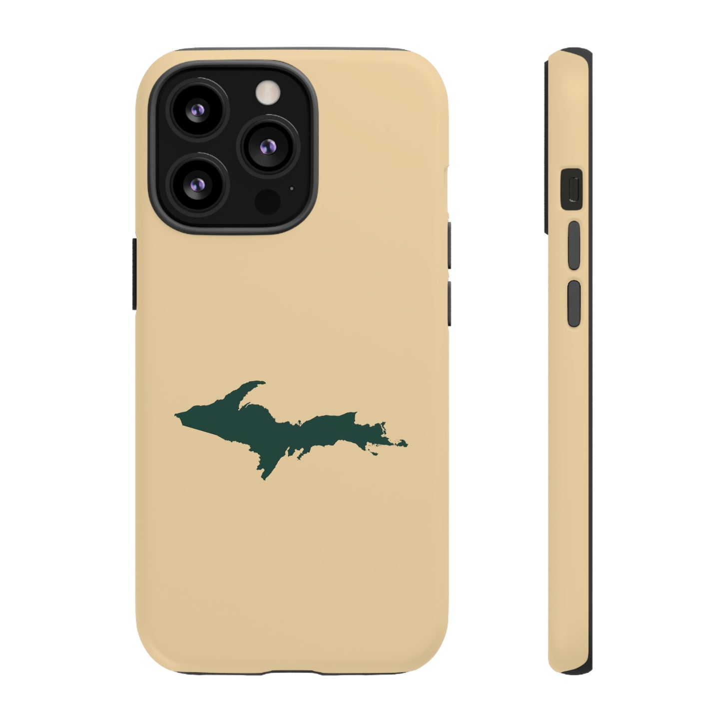 Michigan Upper Peninsula Tough Phone Case (Maple Color w/ Green UP Outline) | Apple iPhone