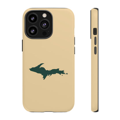 Michigan Upper Peninsula Tough Phone Case (Maple Color w/ Green UP Outline) | Apple iPhone