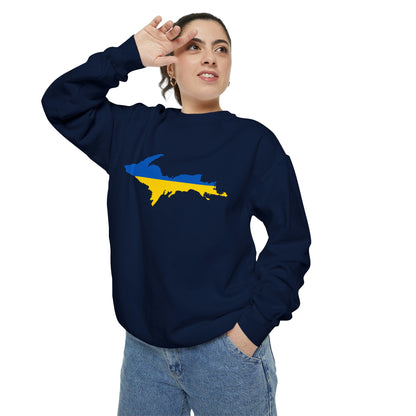 Michigan Upper Peninsula Sweatshirt (w/ UP Ukraine Outline) | Unisex Garment Dyed