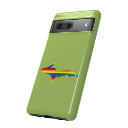 Michigan Upper Peninsula Tough Phone Case (Gooseberry Green w/ UP Pride Flag Outline) | Samsung & Pixel Android