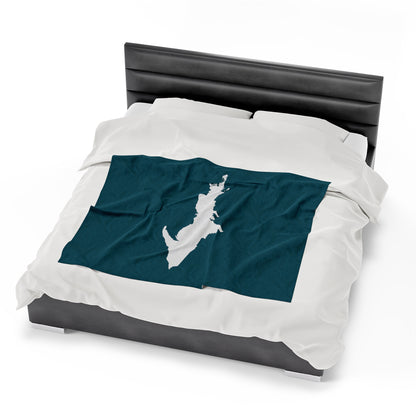 Michigan Upper Peninsula Plush Blanket (w/ UP Outline) | Auburn Hills Teal