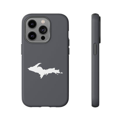 Michigan Upper Peninsula Tough Phone Case (Iron Ore Grey w/ UP Outline) | Apple iPhone