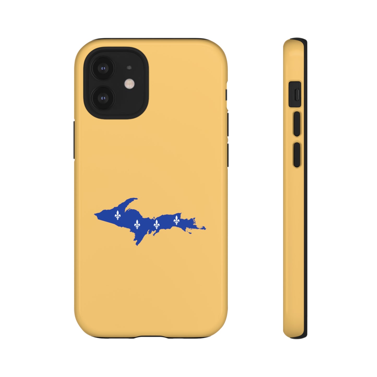 Michigan Upper Peninsula Tough Phone Case (Citrine Color w/ UP Quebec Flag Outline) | Apple iPhone