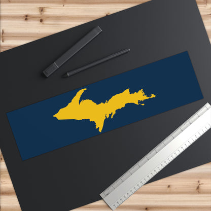 Michigan Upper Peninsula Bumper Sticker (w/ Gold UP Outline) | Navy Background