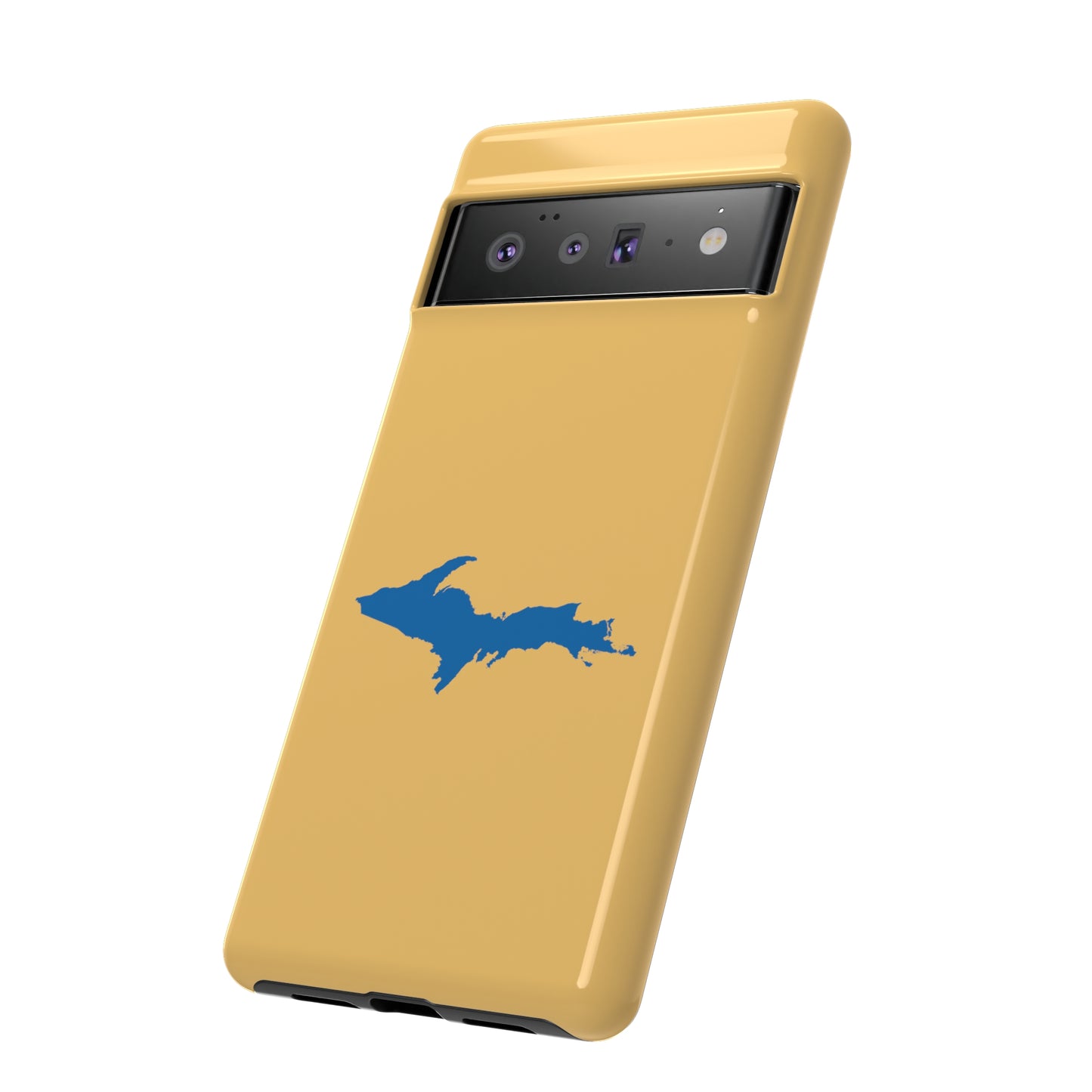 Michigan Upper Peninsula Tough Phone Case (Citrine w/ Azure UP Outline) | Samsung & Pixel Android