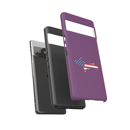 Michigan Upper Peninsula Tough Phone Case (Plum w/ UP USA Flag Outline) | Samsung & Pixel Android