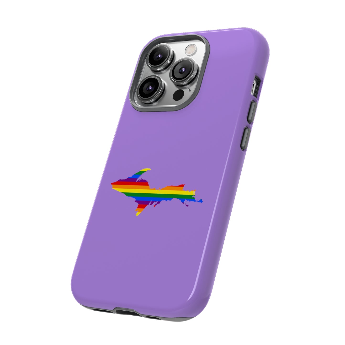 Michigan Upper Peninsula Tough Phone Case (Lavender w/ UP Pride Flag Outline) | Apple iPhone