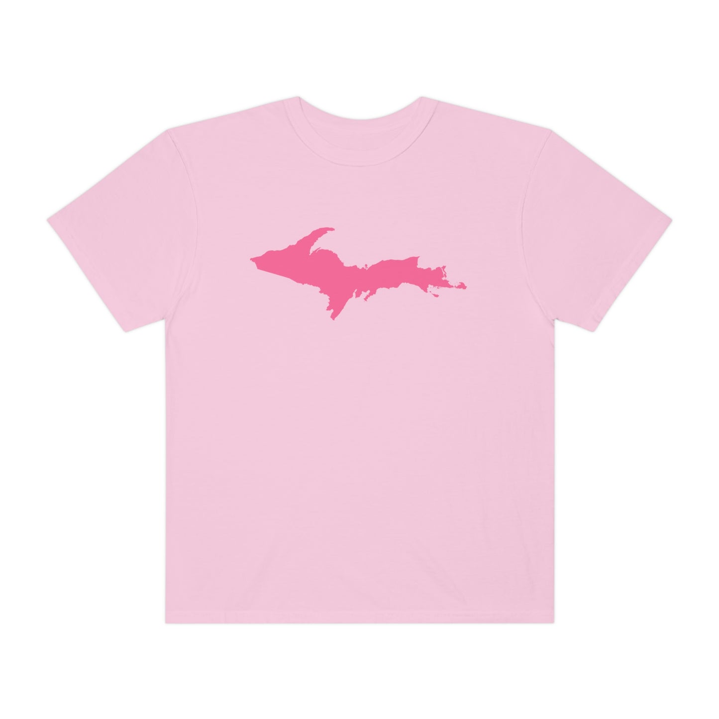 Michigan Upper Peninsula T-Shirt (w/ Pink UP Outline) | Unisex Garment-Dyed