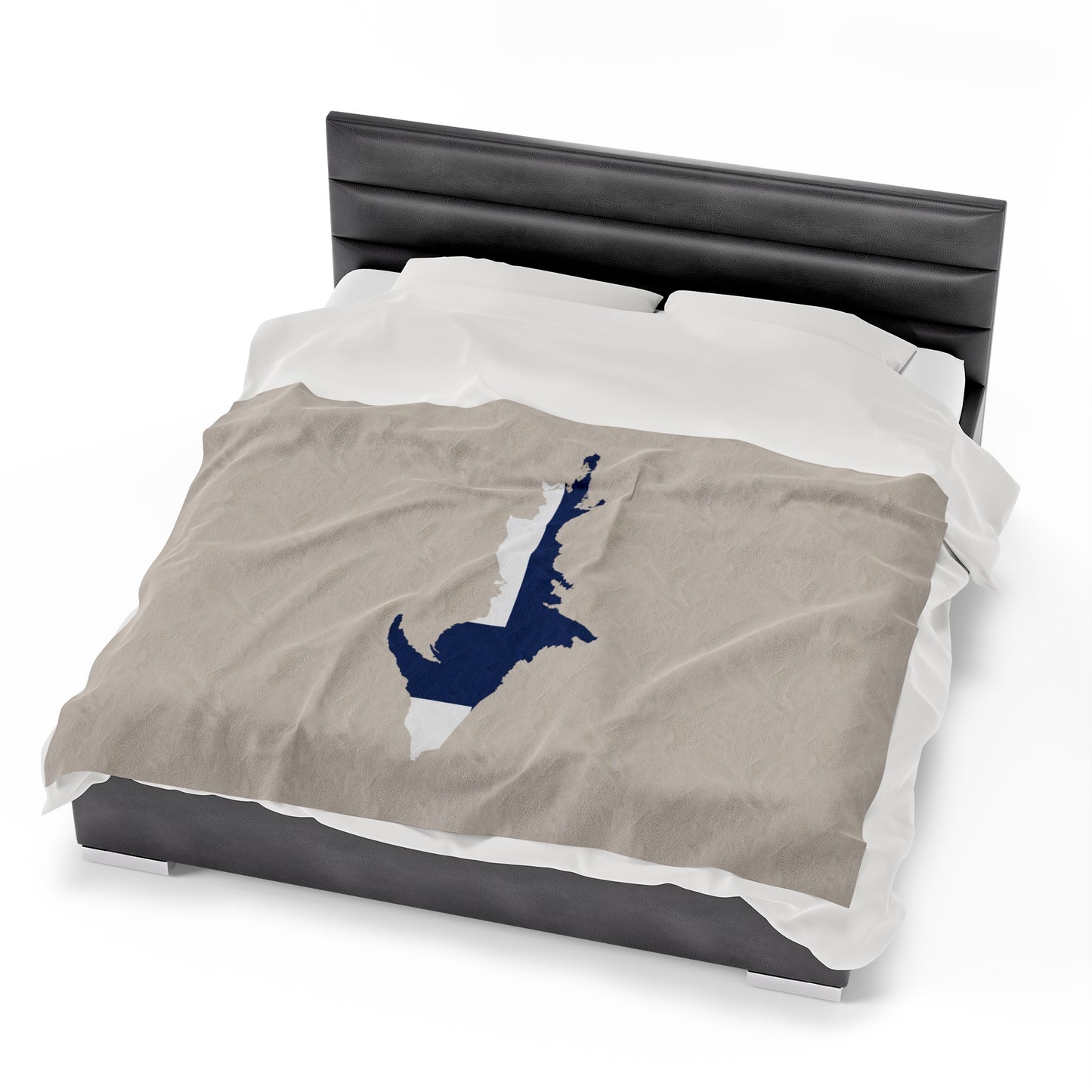 Michigan Upper Peninsula Plush Blanket (w/ UP Finland Flag Outline) | Canvas Color