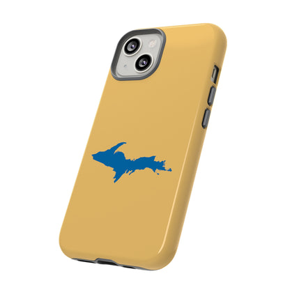 Michigan Upper Peninsula Tough Phone Case (Citrine w/ Azure UP Outline) | Apple iPhone