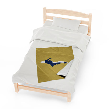 Michigan Upper Peninsula Plush Blanket (w/ UP Finland Flag Outline) | Plum Yellow