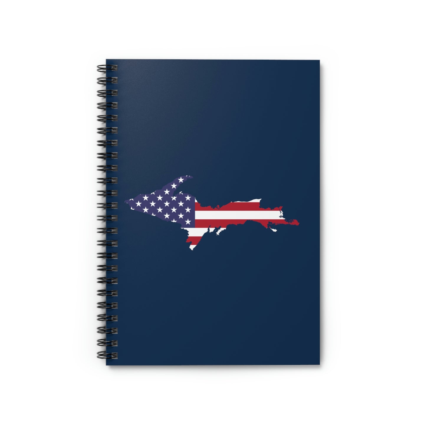 Michigan Upper Peninsula Spiral Notebook (w/ UP USA Flag Outline) | Navy