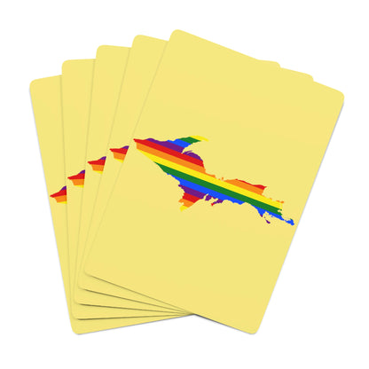 Michigan Upper Peninsula Poker Cards (Yellow Cherry Color w/ UP Pride Flag Outline)