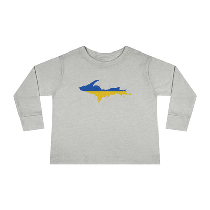 Michigan Upper Peninsula T-Shirt (w/ UP Ukraine Flag Outline) | Toddler Long Sleeve