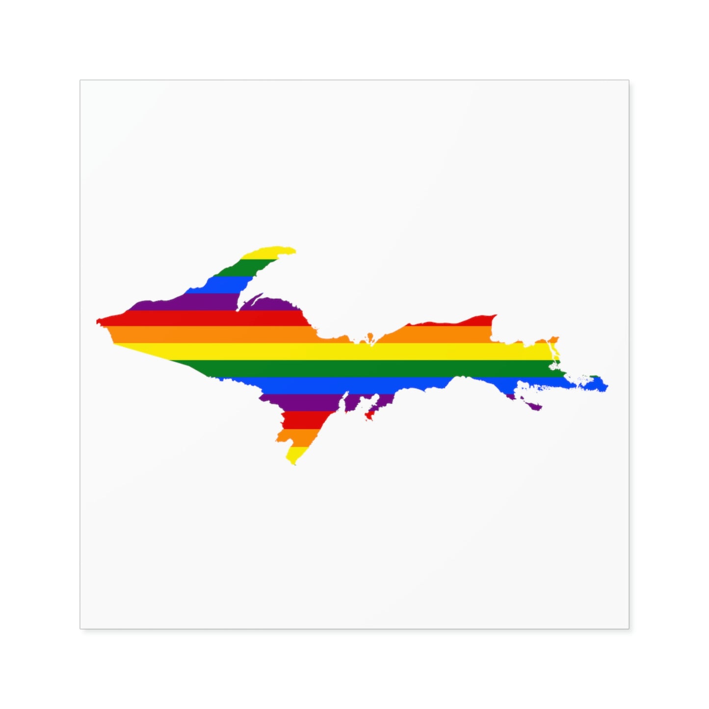 Michigan Upper Peninsula Square Sticker (w/ UP Pride Flag Outline) | Indoor/Outdoor