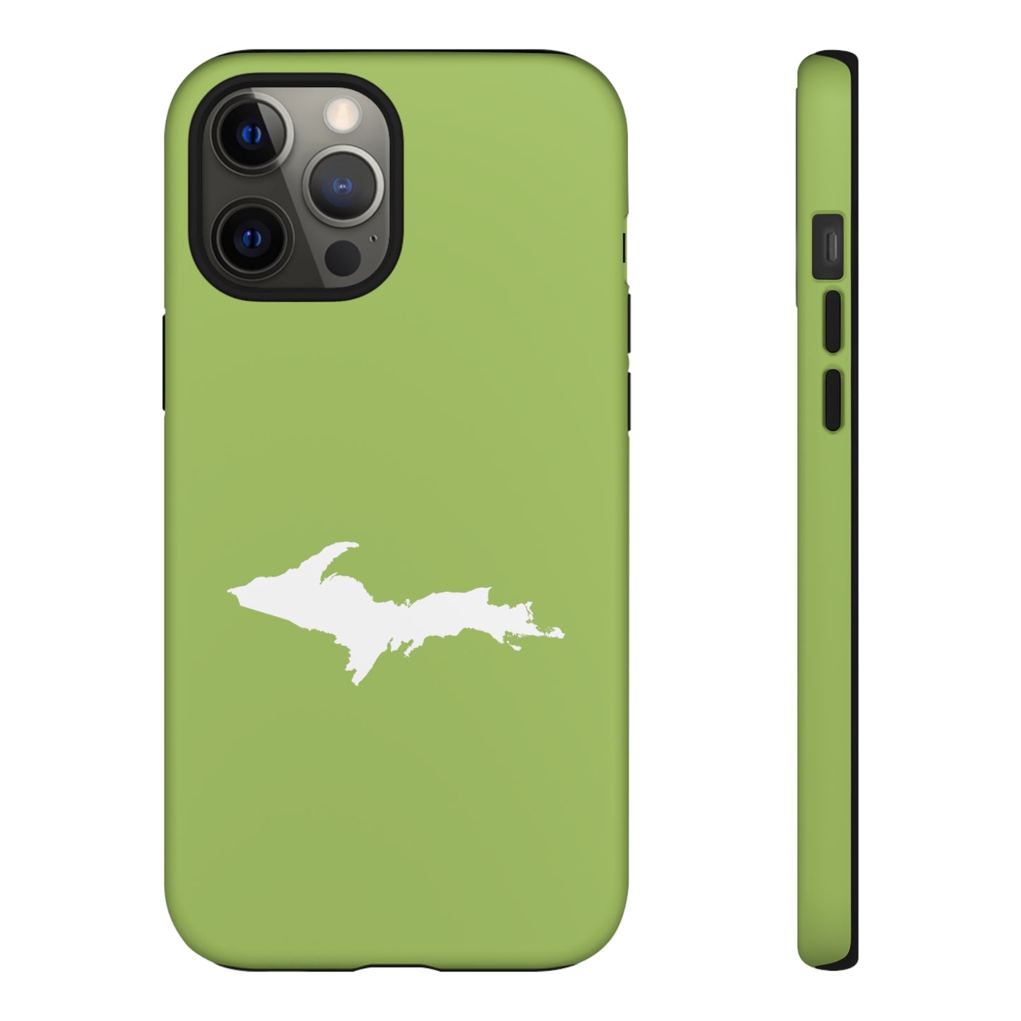 Michigan Upper Peninsula Tough Phone Case (Gooseberry Green w/ UP Outline) | Apple iPhone