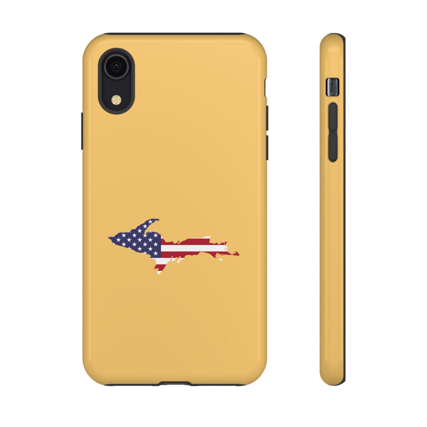 Michigan Upper Peninsula Tough Phone Case (Citrine w/ UP USA Outline) | Apple iPhone