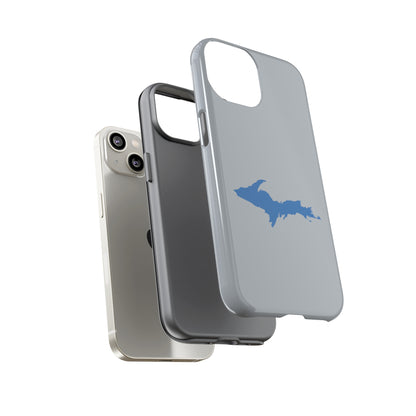 Michigan Upper Peninsula Tough Phone Case (Silver w/ Azure UP Outline) | Apple iPhone