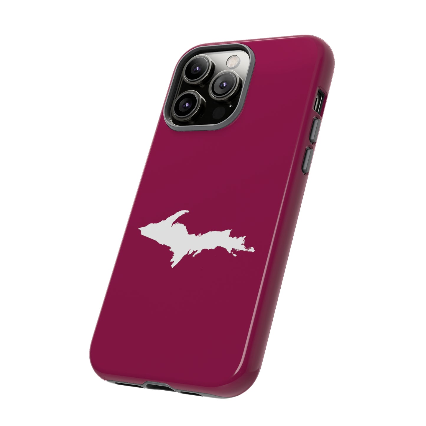 Michigan Upper Peninsula Tough Phone Case (Ruby Red w/ UP Outline) | Apple iPhone