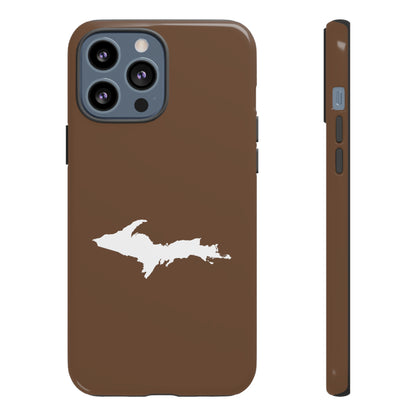 Michigan Upper Peninsula Tough Phone Case (Coffee Color w/ UP Outline) | Apple iPhone