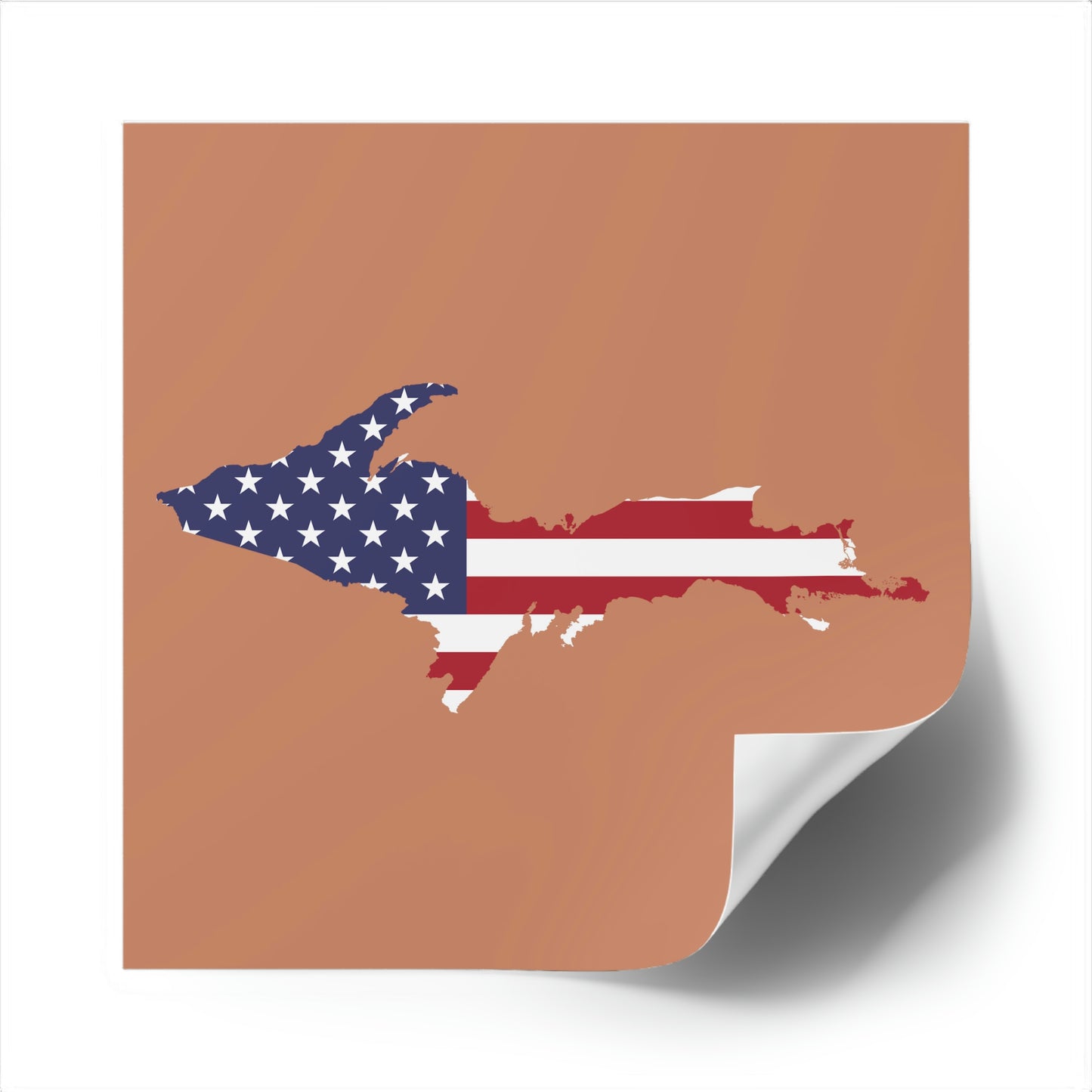 Michigan Upper Peninsula Square Sticker (Copper w/ UP USA Flag Outline) | Indoor/Outdoor