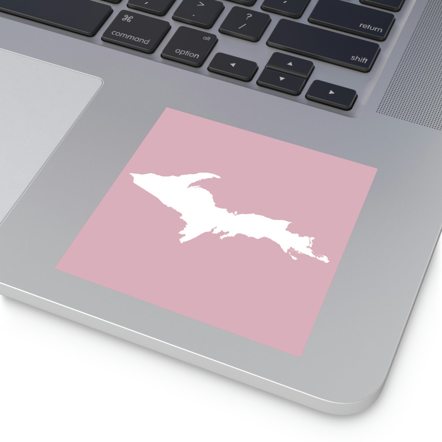 Michigan Upper Peninsula Square Sticker (Pink w/ UP Outline) | Indoor/Outdoor