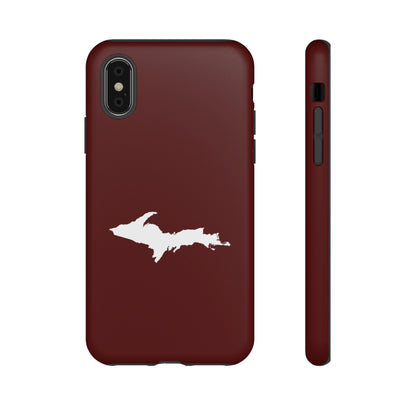 Michigan Upper Peninsula Tough Phone Case (Cherrywood Red w/ UP Outline) | Apple iPhone