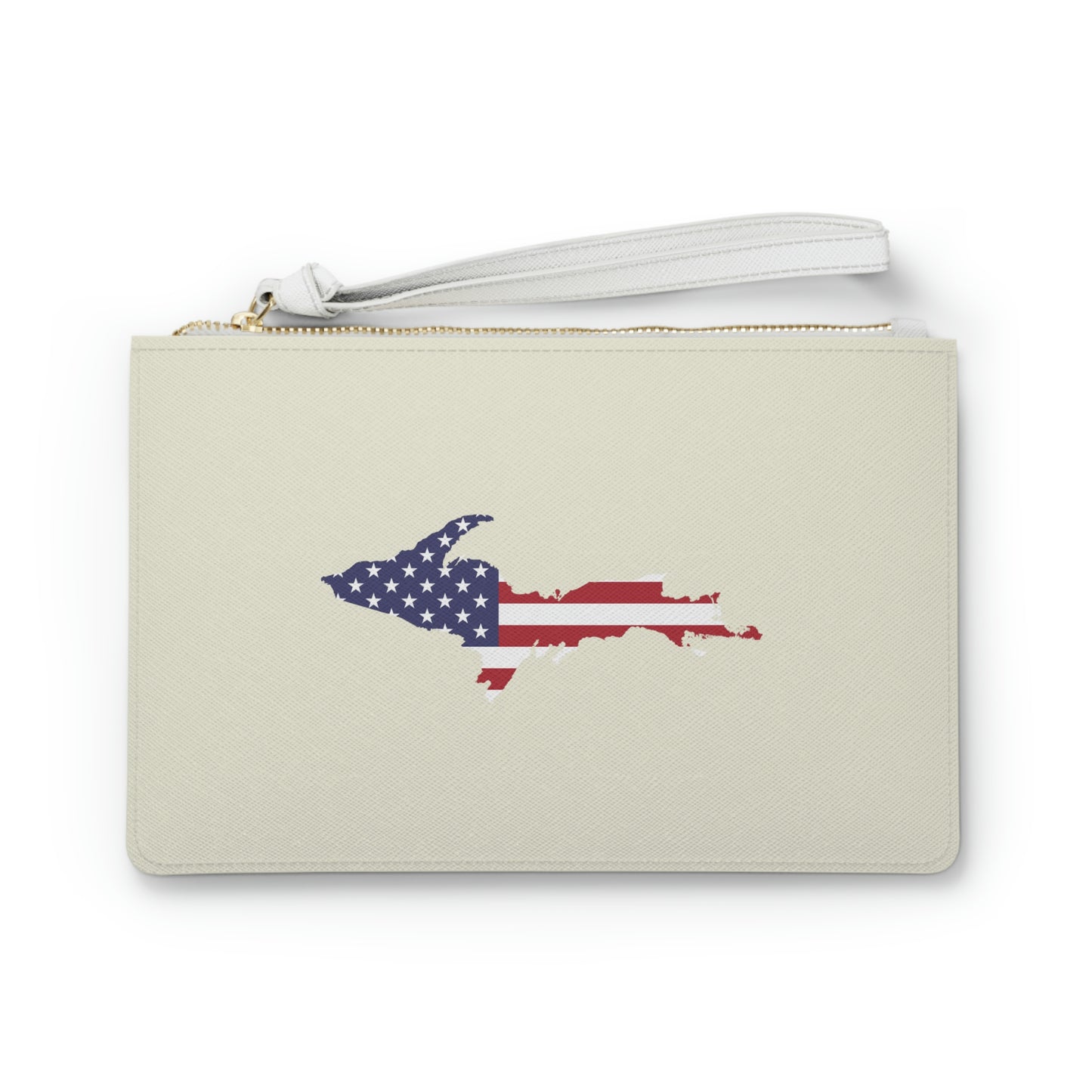 Michigan Upper Peninsula Clutch Bag (Ivory w/UP USA Flag Outline)