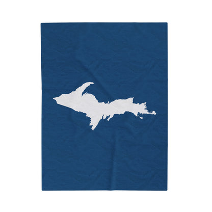 Michigan Upper Peninsula Plush Blanket (w/ UP Outline) | Blueberry Color