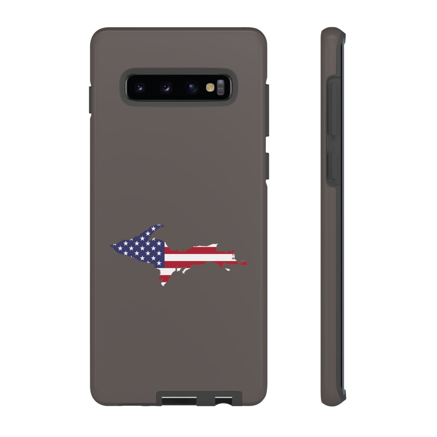 Michigan Upper Peninsula Tough Phone Case (Warren Tank Grey w/ UP USA Flag Outline) | Samsung & Pixel Android