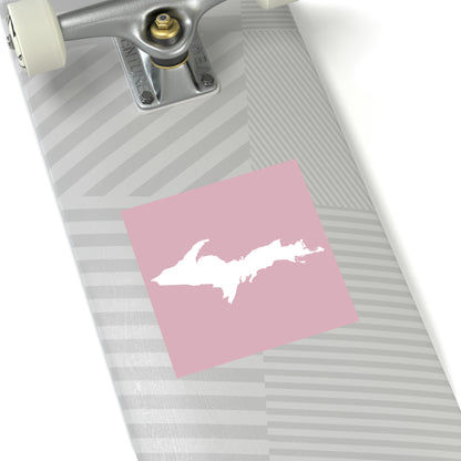 Michigan Upper Peninsula Square Sticker (Pink w/ UP Outline) | Indoor/Outdoor