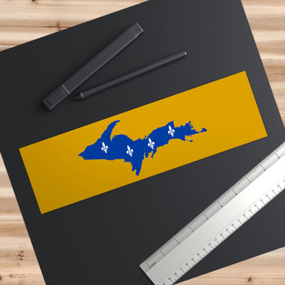 Michigan Upper Peninsula Bumper Stickers (w/ UP Quebec Flag Outline) | Gold Background