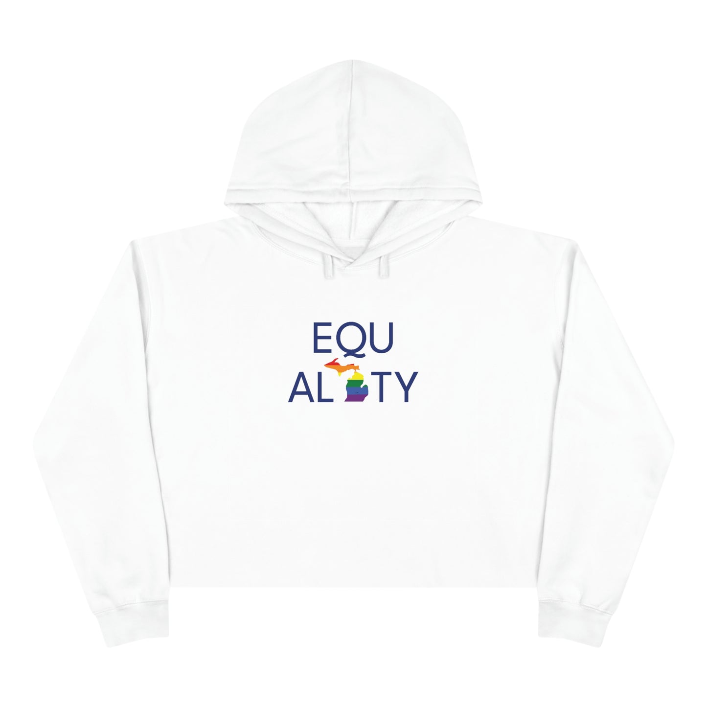 Michigan 'Equality' Hoodie (LGBTQ Pride Colors) | Women's Cropped Relaxed Fit