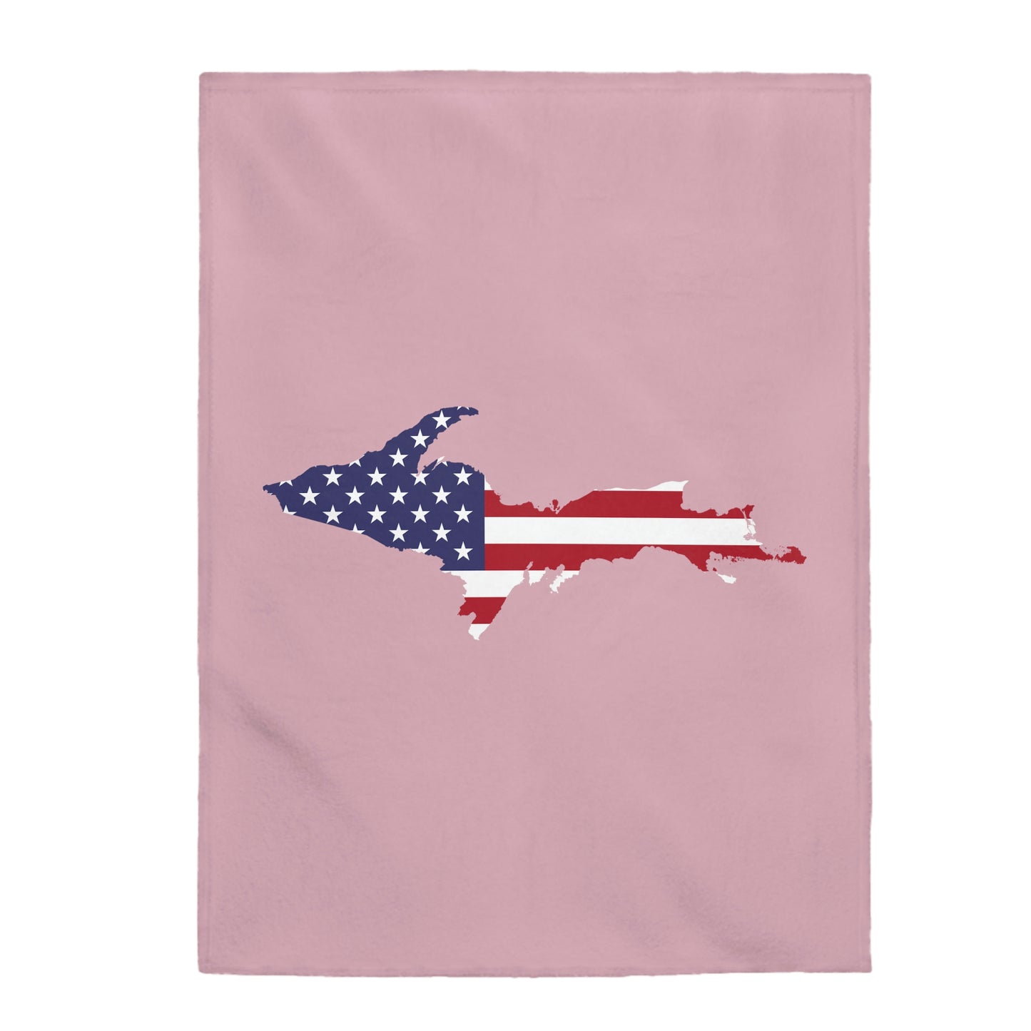 Michigan Upper Peninsula Plush Blanket (w/ UP USA Flag Outline) | Pink