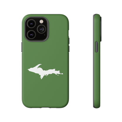 Michigan Upper Peninsula Tough Phone Case (Pine Green w/ UP Outline) | Apple iPhone