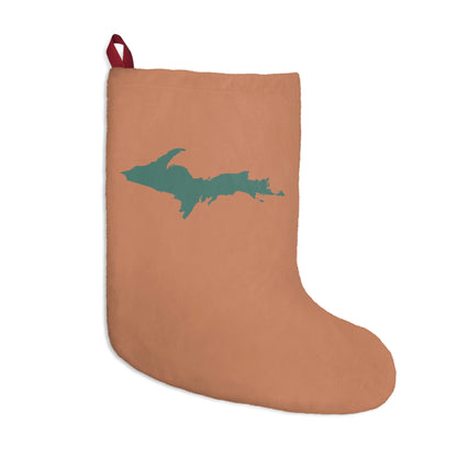 Michigan Upper Peninsula Christmas Stocking (Copper Color w/ Copper Green UP Outline)