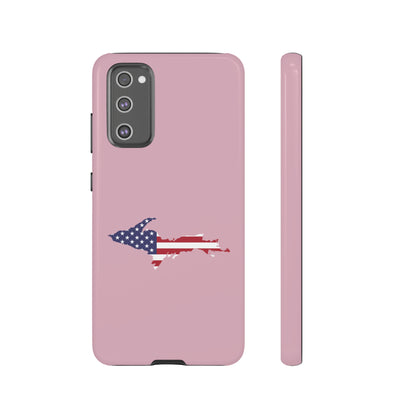 Michigan Upper Peninsula Tough Phone Case (Pink w/ UP USA Flag Outline) | Samsung & Pixel Android