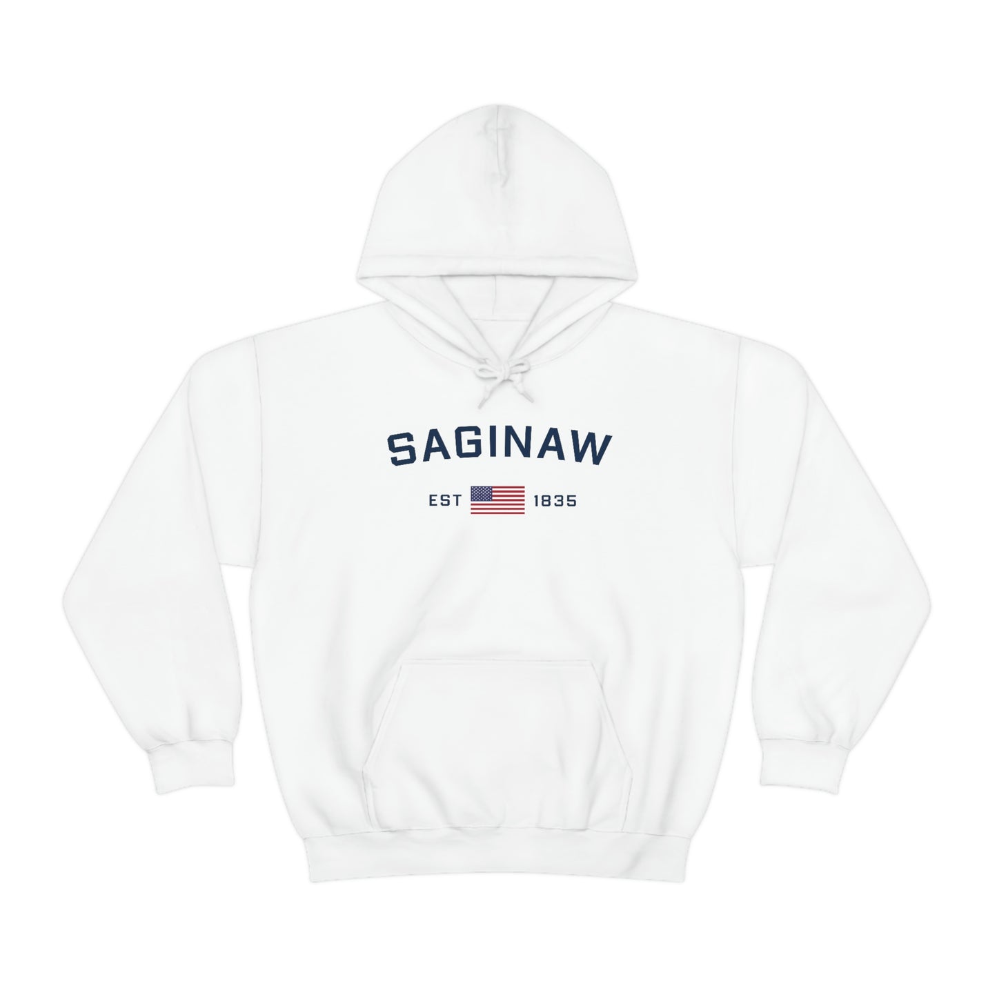 'Saginaw EST 1835' Hoodie (w/USA Flag Outline) | Unisex Standard