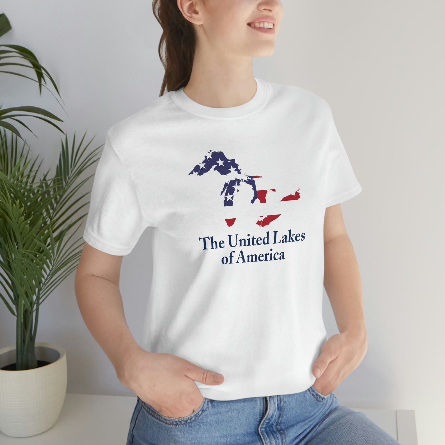 'The United Lakes of America' T-Shirt (w/ Great Lakes USA Flag Outline) | Unisex Standard Fit