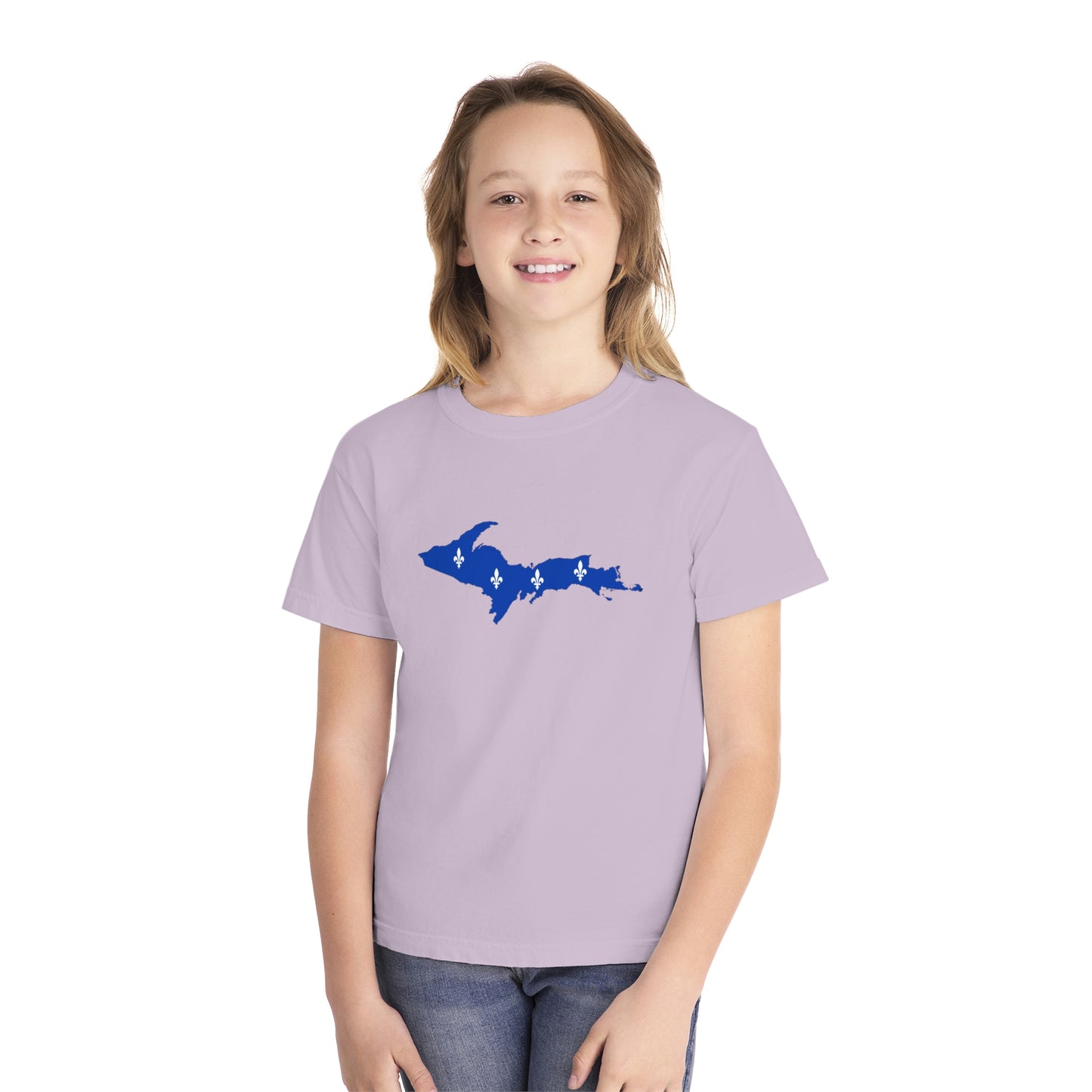 Michigan Upper Peninsula T-Shirt (w/ UP Quebec Flag Outline) | Youth Garment-Dyed