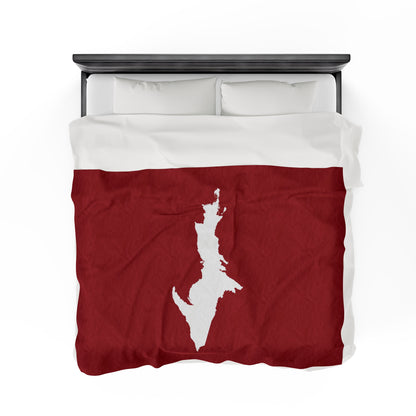 Michigan Upper Peninsula Plush Blanket (w/ UP Outline) | Thimbleberry Red