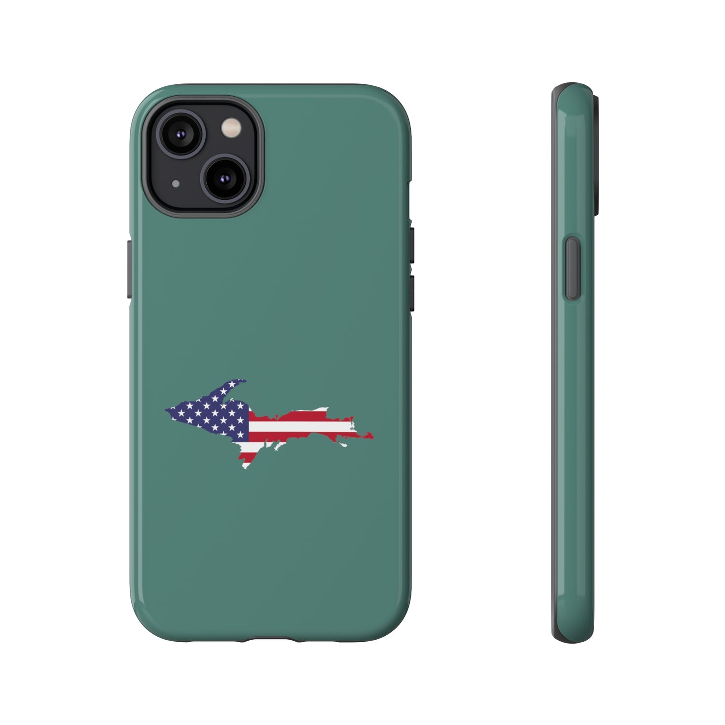 Michigan Upper Peninsula Tough Phone Case (Copper Green w/ UP USA Outline) | Apple iPhone