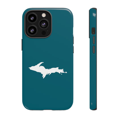 Michigan Upper Peninsula Tough Phone Case (Auburn Hills Teal w/ UP Outline) | Apple iPhone